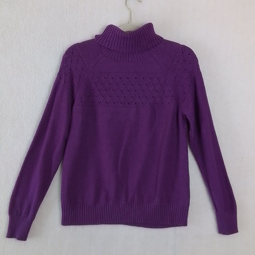 Banana Republic Cotton Blend Knit Turtleneck Sweater Size Petite Small in Purple